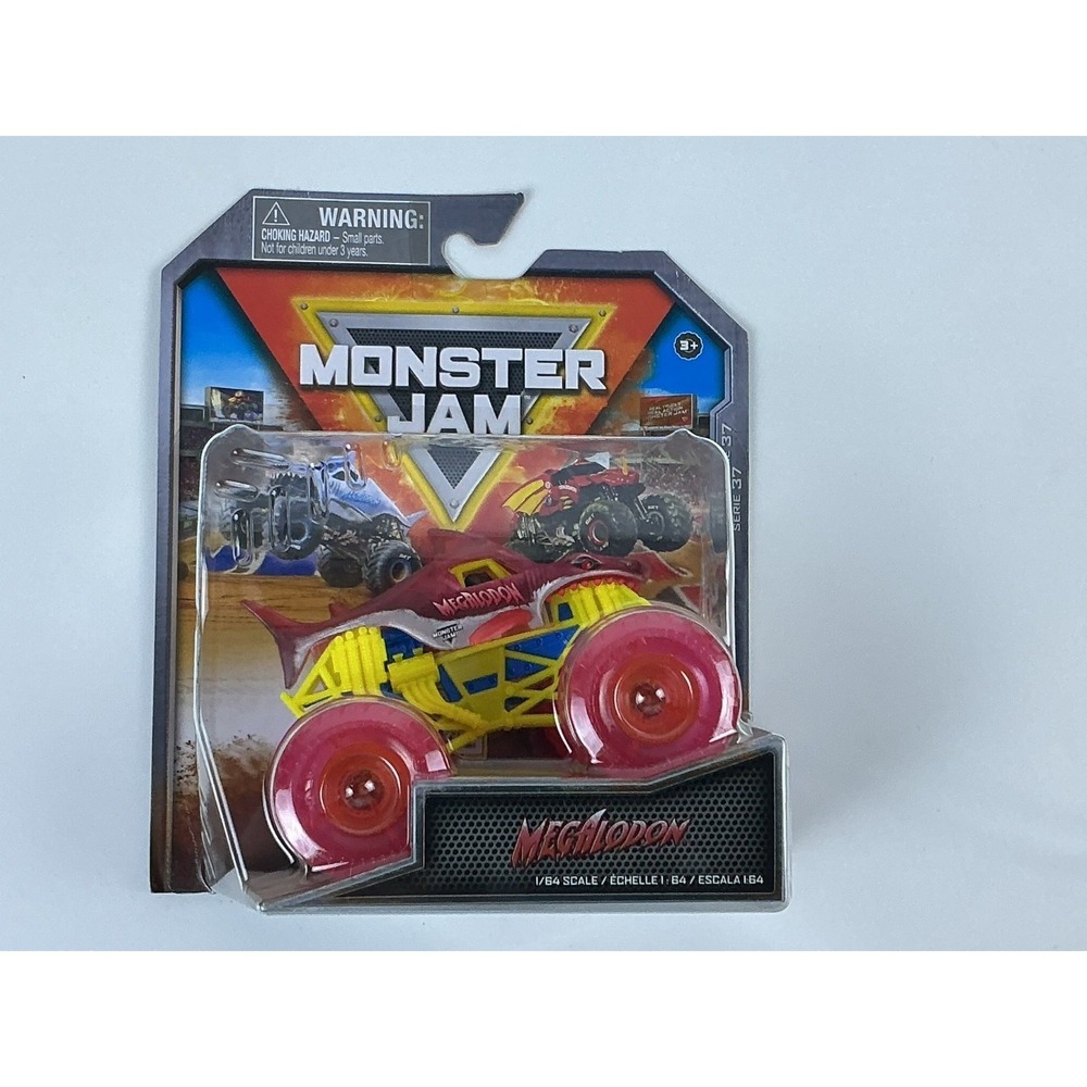 Monster Jam Spin‎ Master 2023 Megalodon Street Beasts Series 37 Red Wheels 1:64